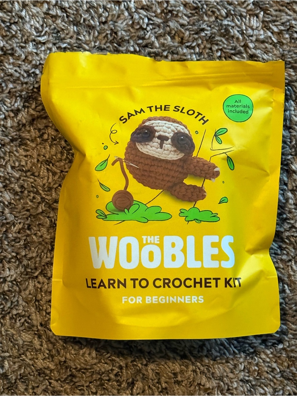 The Woobles Sam the Sloth Learn to Crochet Kit